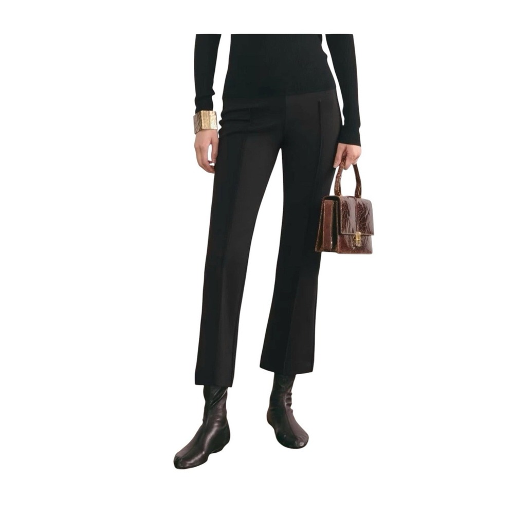 Everlane Dream Kick Flare Pants Black Organic Cotton Modal Side Zip‎ Size Medium